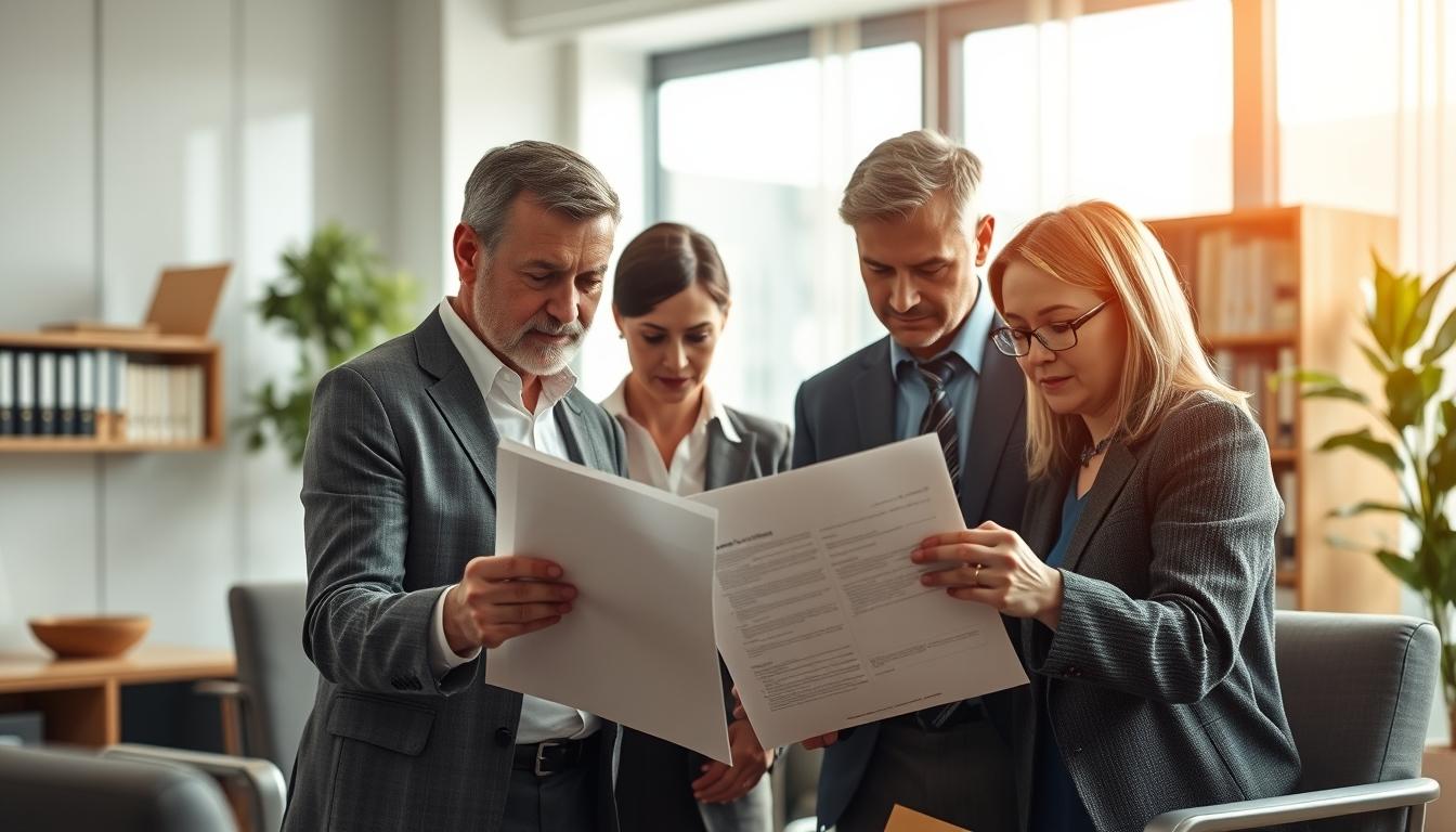 Family reviewing legal documents